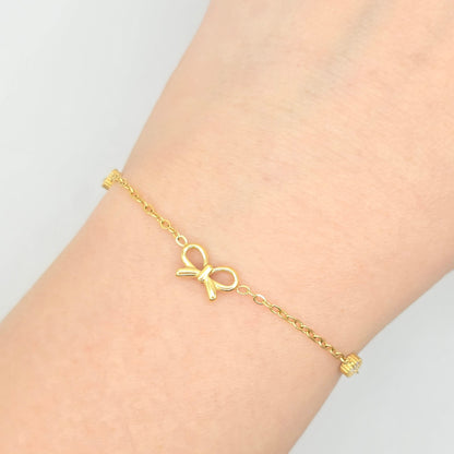 delicate mini bow bracelet gold waterproof