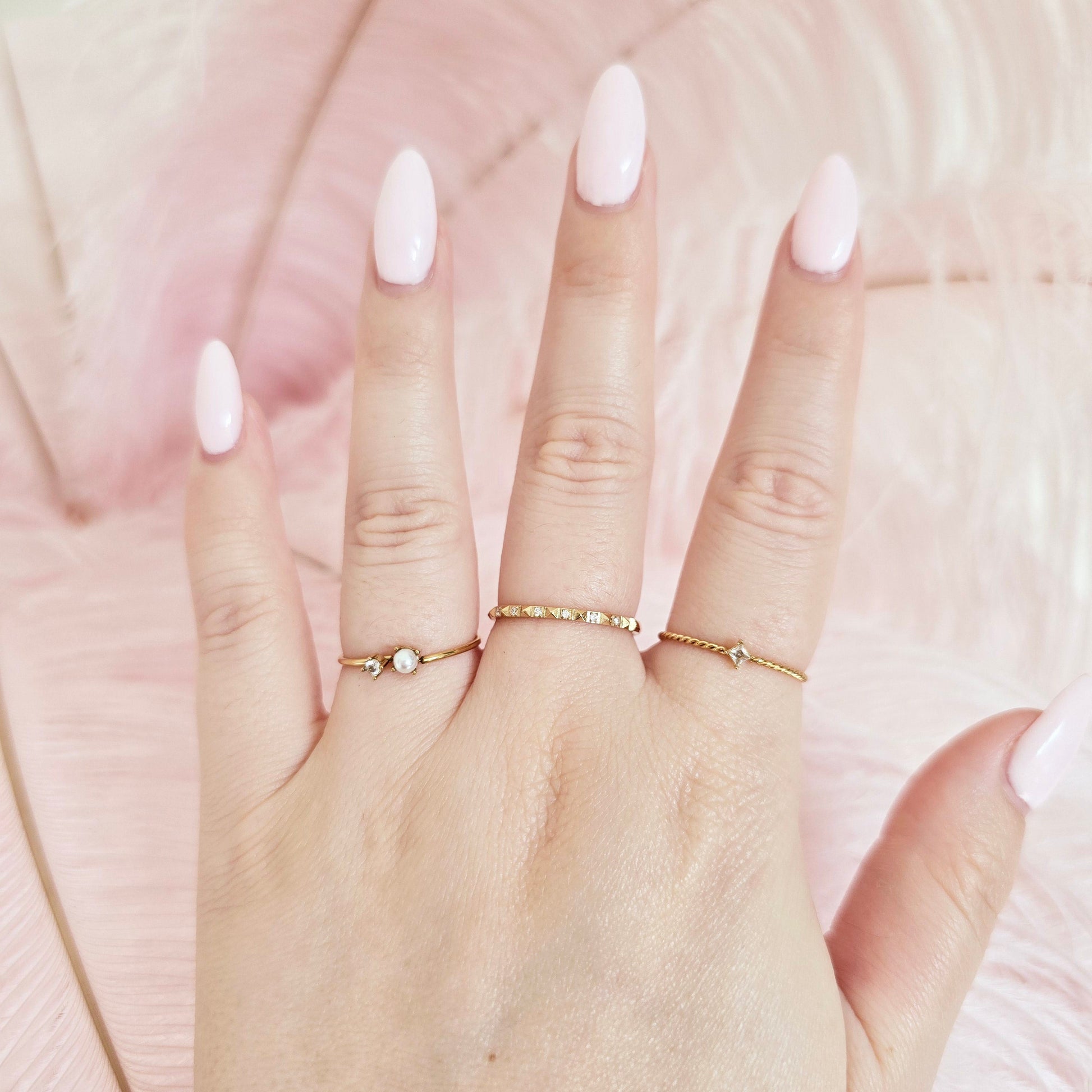 dainty stacking rings waterproof gold