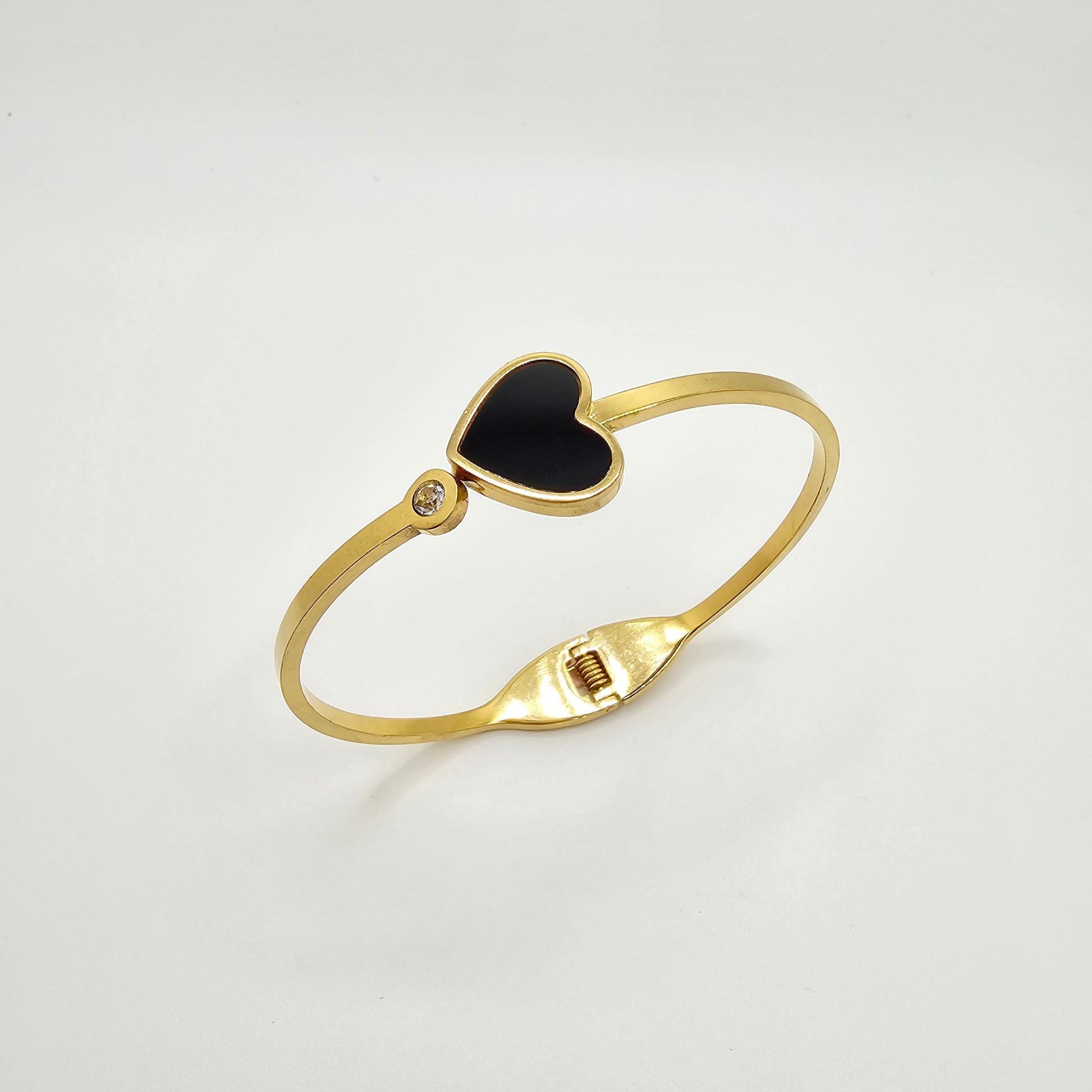 dainty dark heart waterproof bangle gold