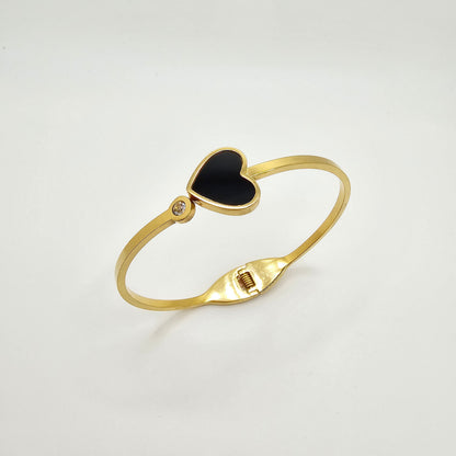 dainty dark heart waterproof bangle gold