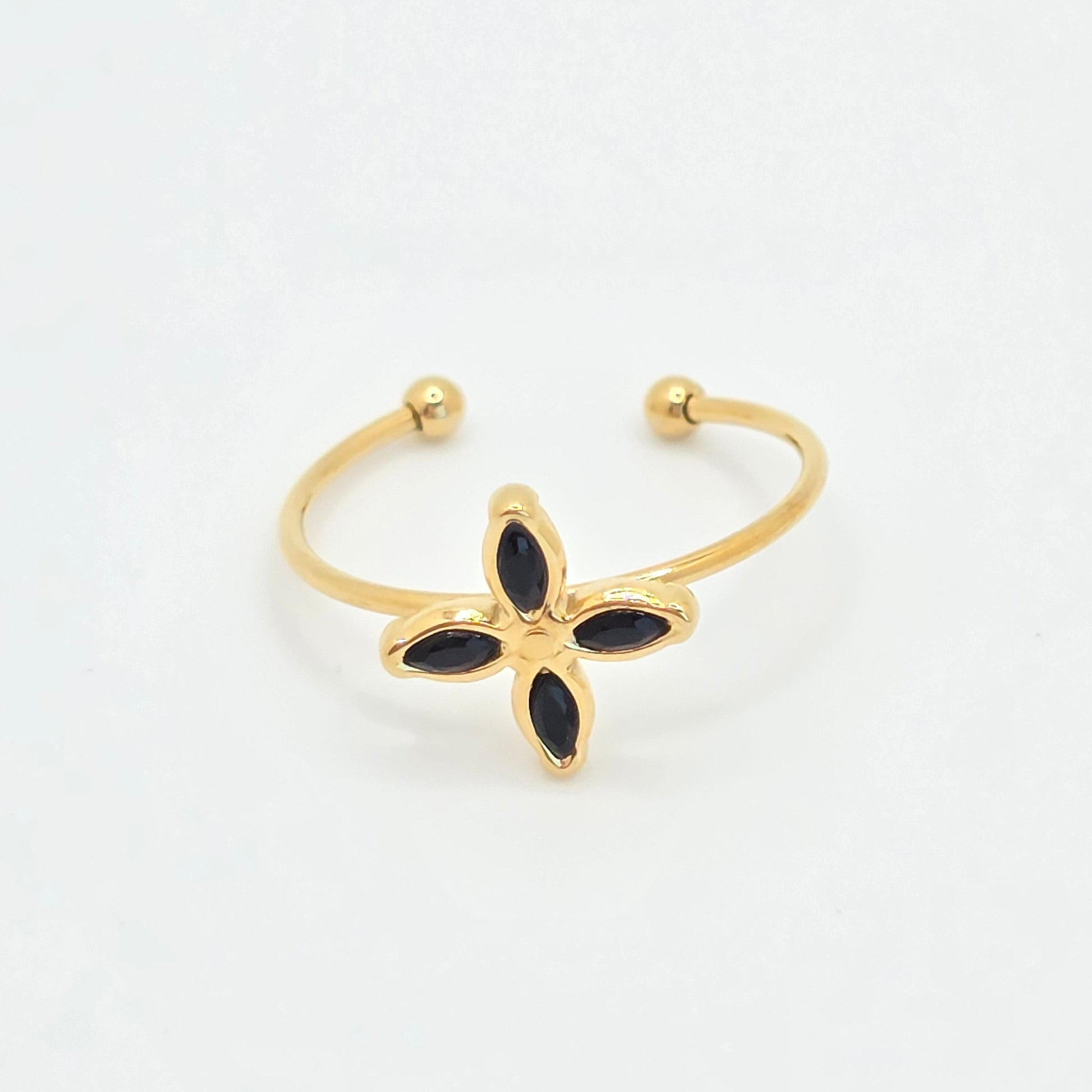 tiny dainty black stackable ring delicate gold
