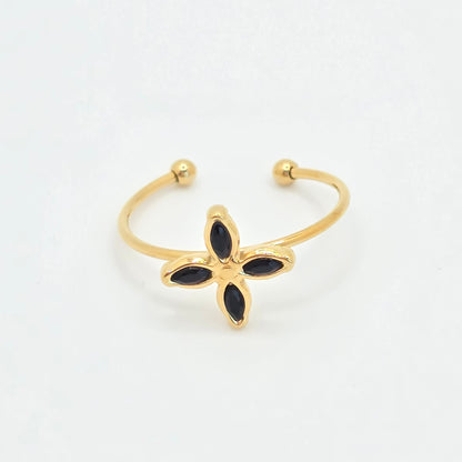 tiny dainty black stackable ring delicate gold