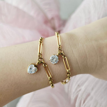 large cz charm bracelet gold waterproof