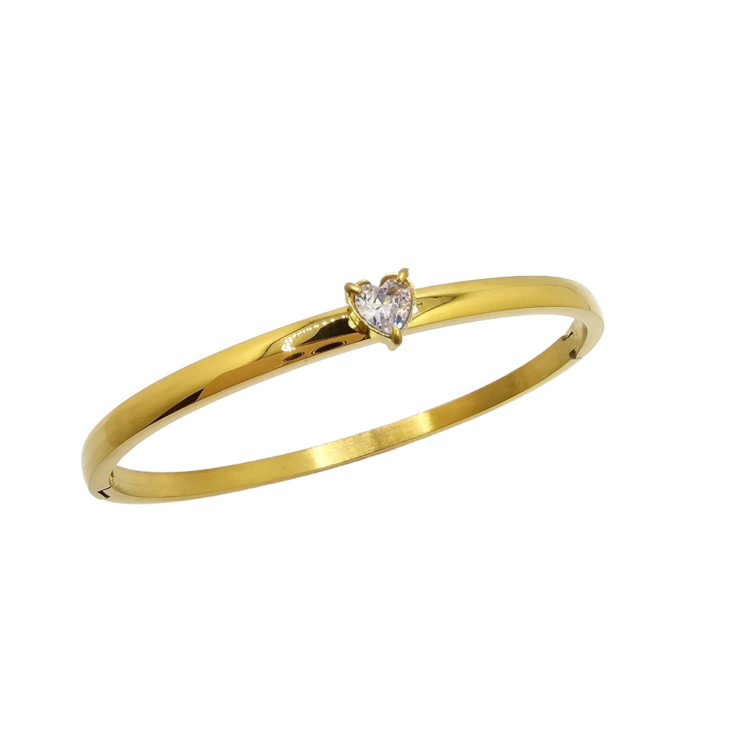 dainty heart gold bangle bracelet diamond
