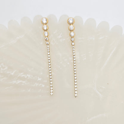 dainty gold tennis earrings drop elegant