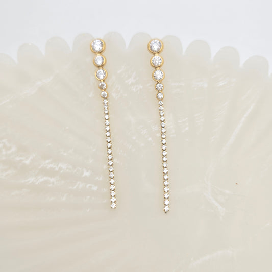 dainty gold tennis earrings drop elegant