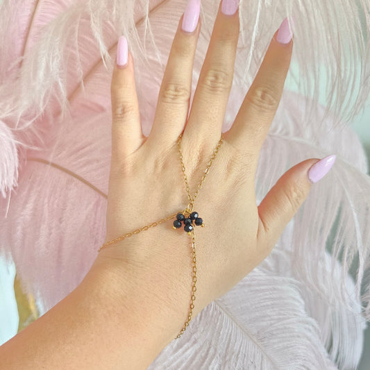 tiny black beads hand chain unique