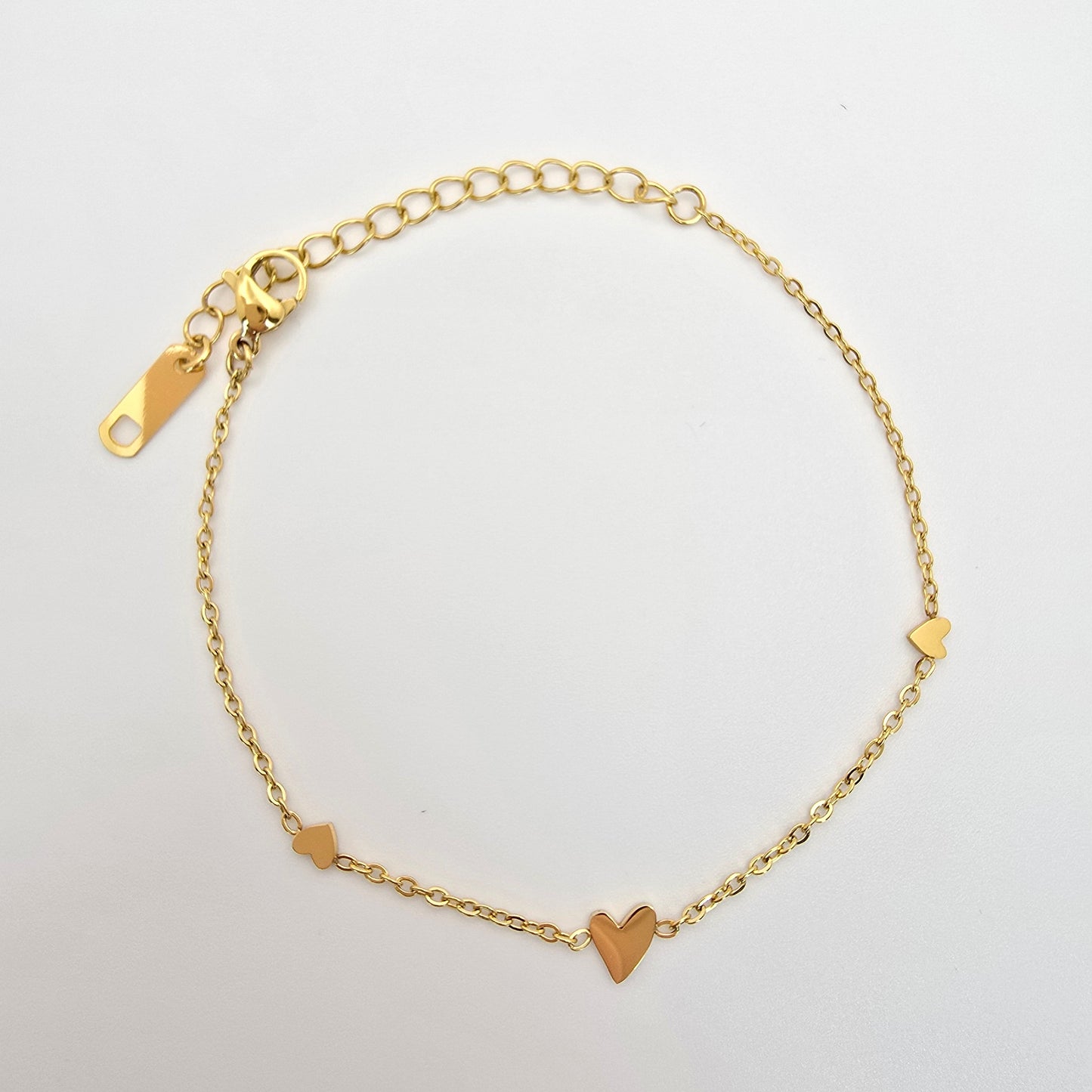 delicate tiny thin gold waterproof hearts bracelet