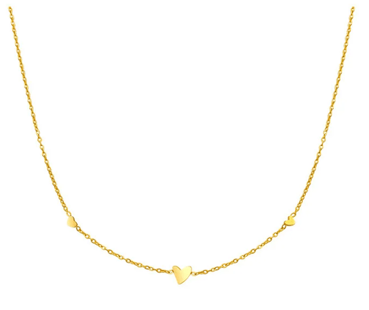 delicate thin hearts gold necklace tarnish free