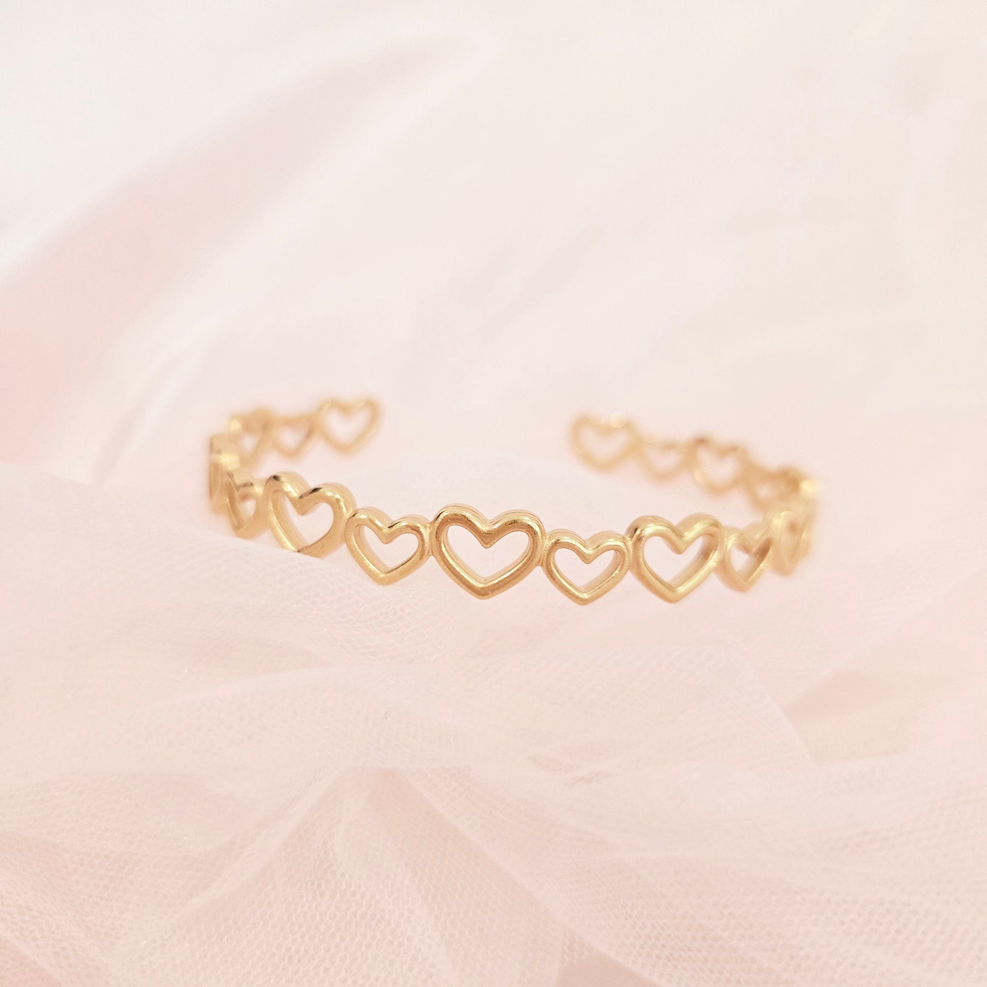gold hearts bangle dainty