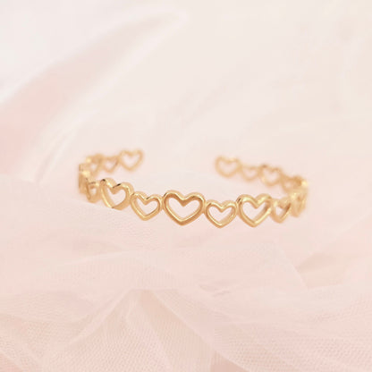 gold hearts bangle dainty