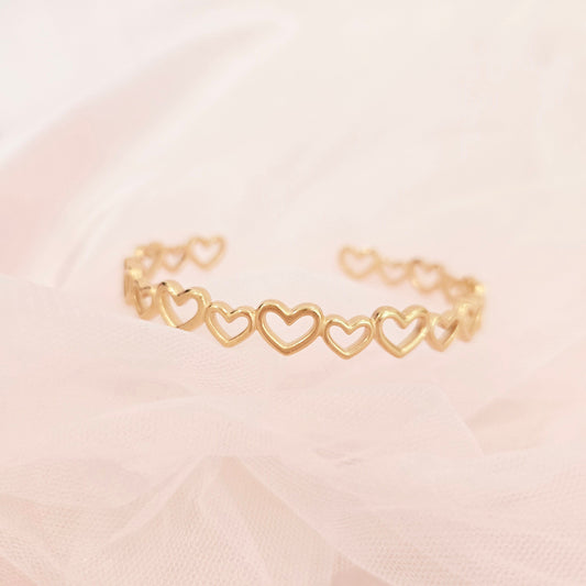 gold hearts bangle dainty
