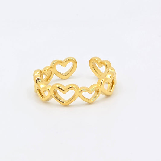 hearts gold ring dainty open cute
