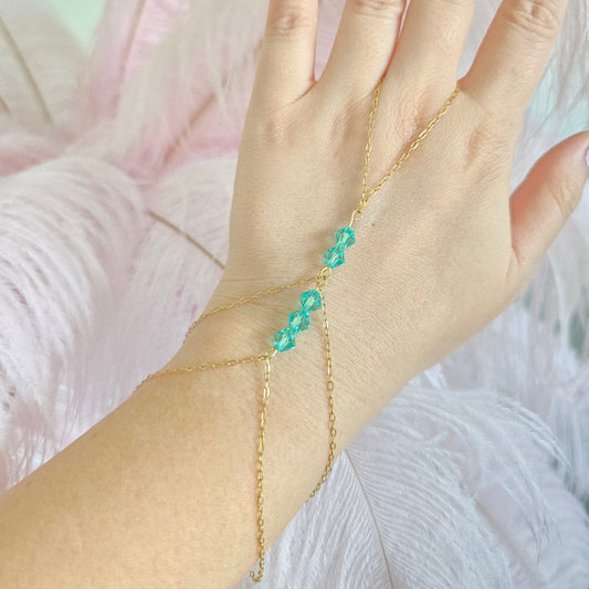 dainty delicate unique turquoise hand chain