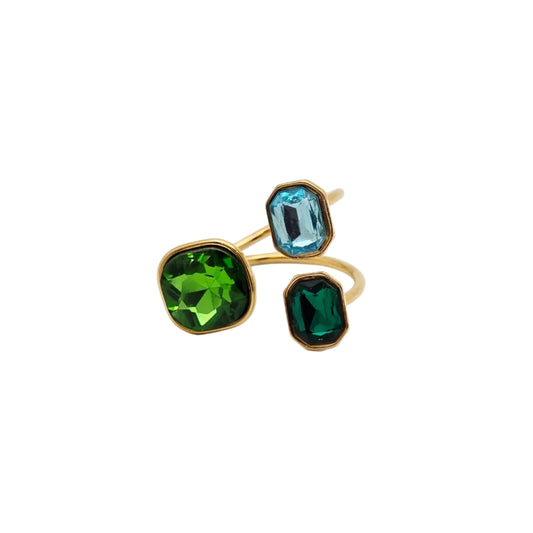 Greens and blue stones ring