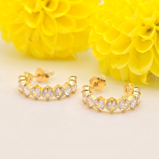 gold cz hoop earrings gift idea