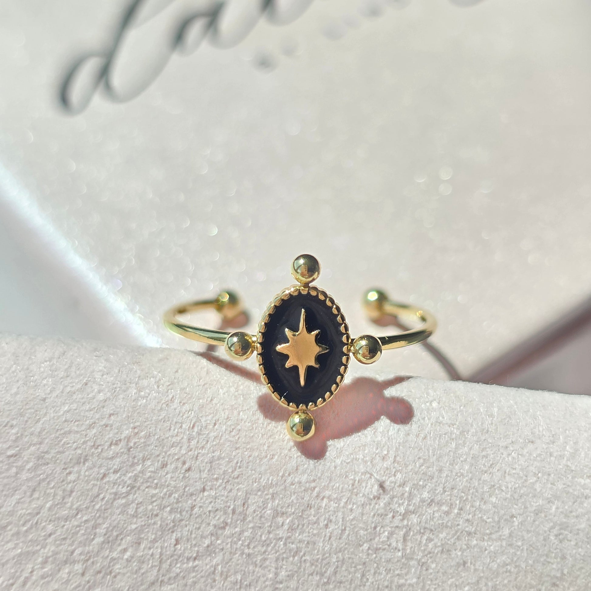 dainty compass gold ring stackable waterproof