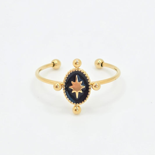 dainty stackable gold compass ring 