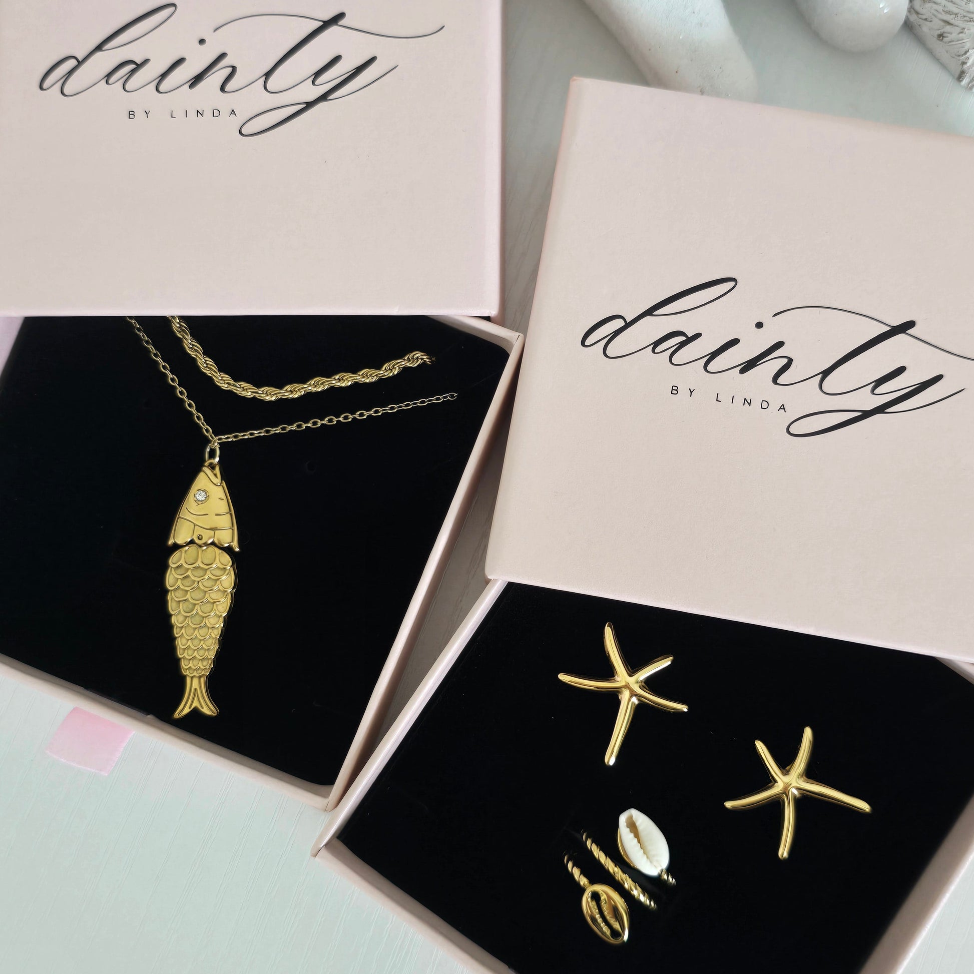 fish starfish shell jewelry set