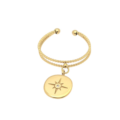 delicate gold adjustable star charm ring