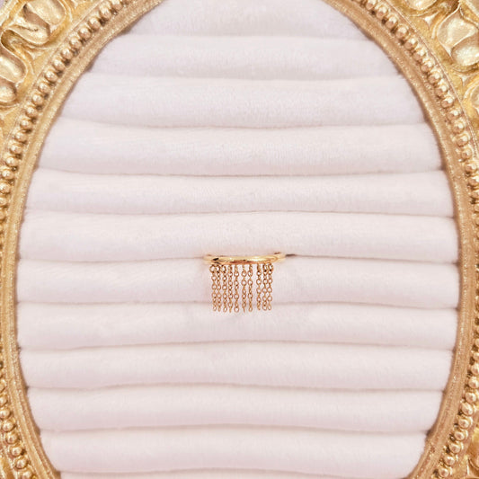 dainty gold fringe ring dangly drop unique