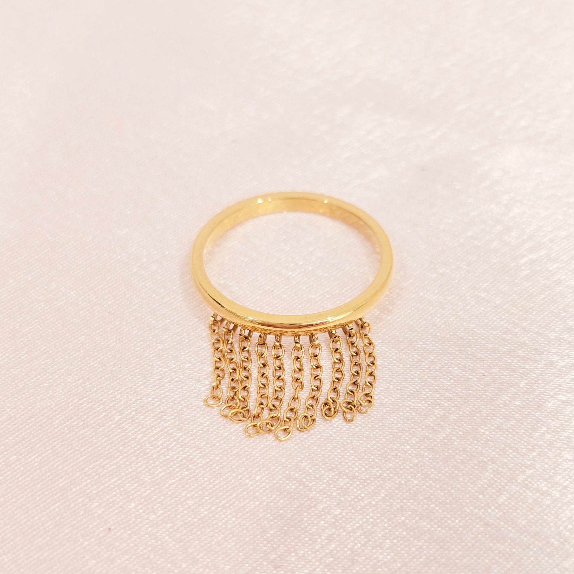 delicate unique fringe dangly ring stacking
