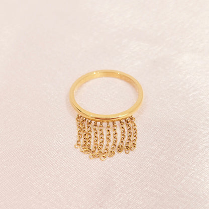 delicate unique fringe dangly ring stacking