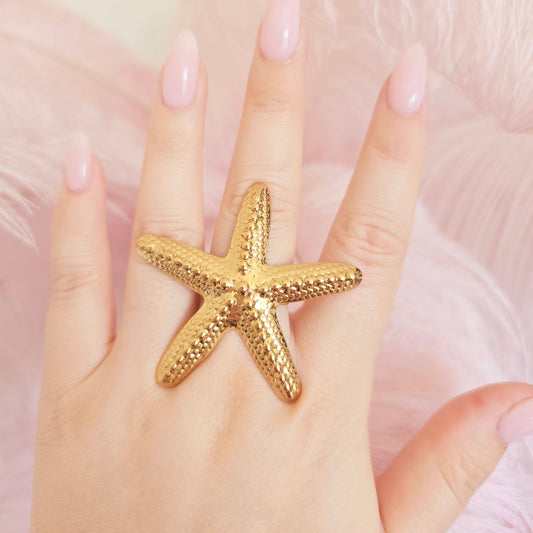 large starfish statement ring beach jewelry