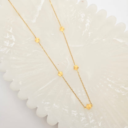dainty gold mini clover everyday wear necklace tarnish free