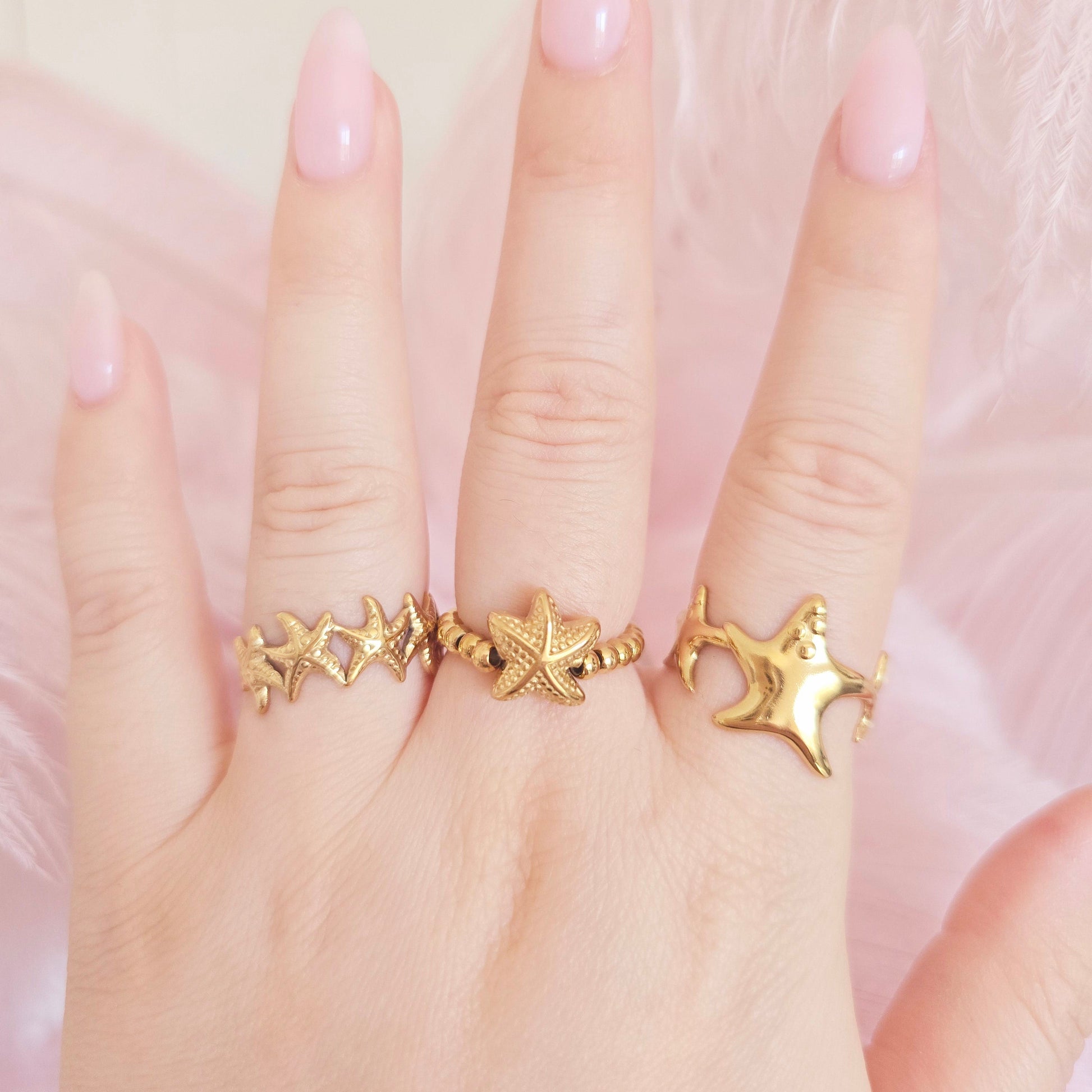 waterproof summer beach rings starfish