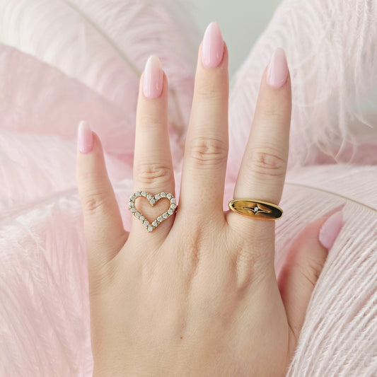 heart ring waterproof dainty gold stacking