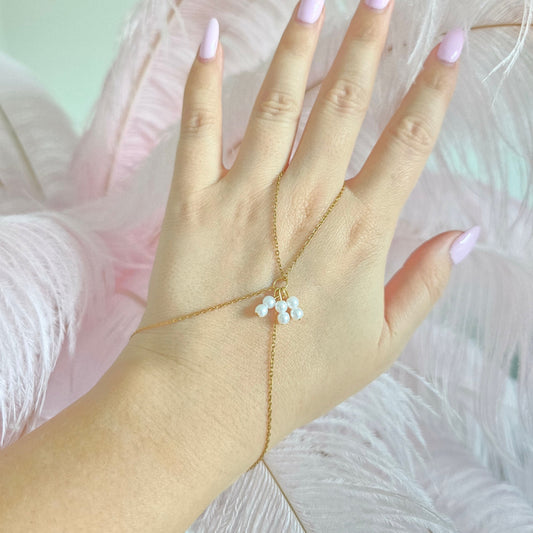 dainty pearl hand chain unique