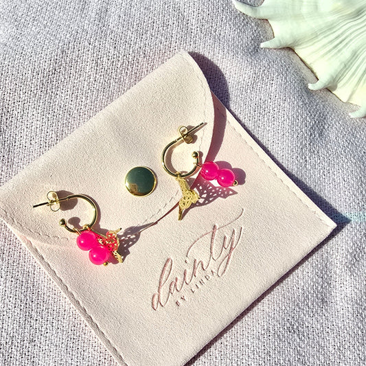 tiny pink gold hummingbird earrings lightweight 