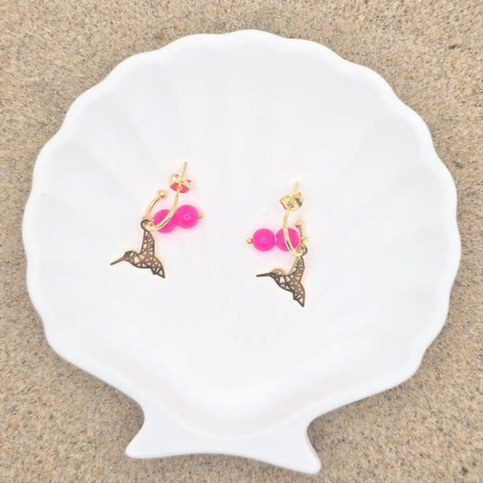 dainty gold hummingbird earrings vacation jewelry