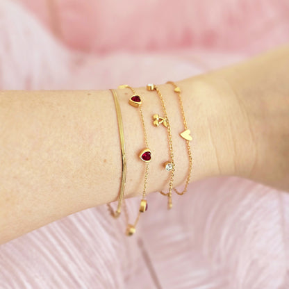 dainty thin stackable red heart cherry bracelets