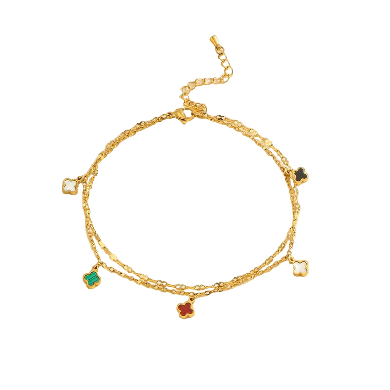 mini clover anklet gold waterproof