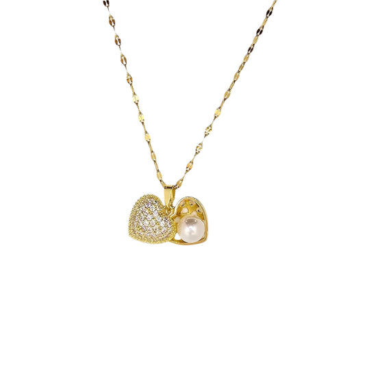 heart necklace pearl waterproof girlfriend gift