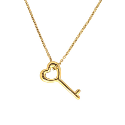 dainty gold key heart necklace waterproof