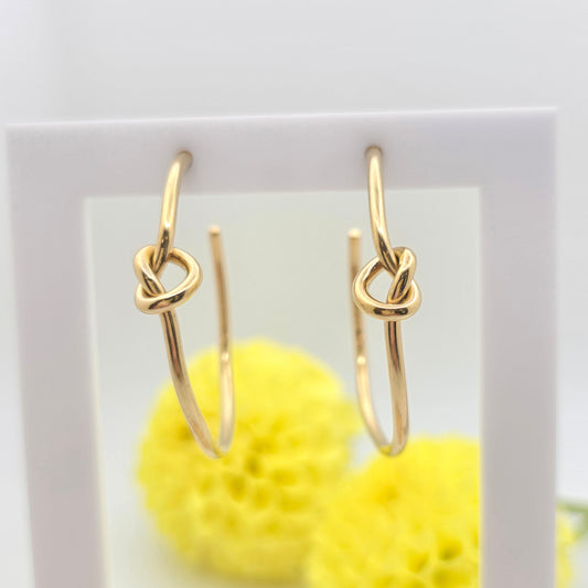 gold waterproof knot hoop earrings lightweight 