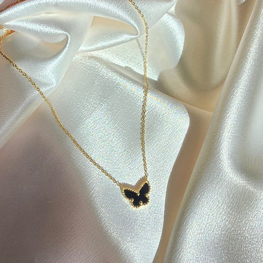 butterfly necklace dainty black 