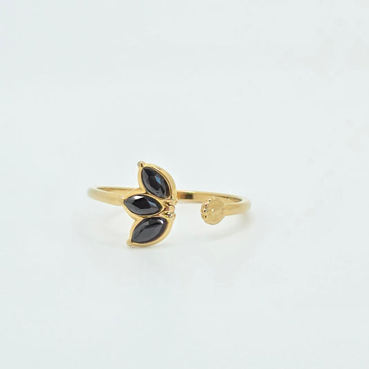 stunning black lotus ring dainty stackable