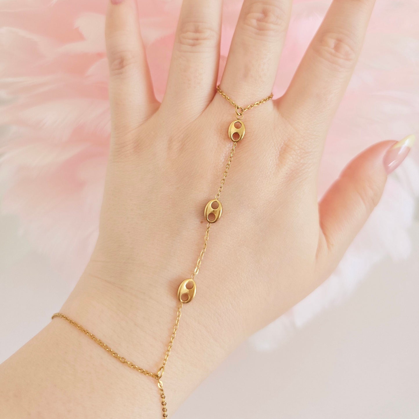 gold waterproof tarnish free affordable handchain 