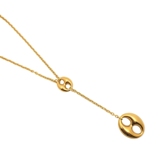 gold designer pig nose lariat necklace layering