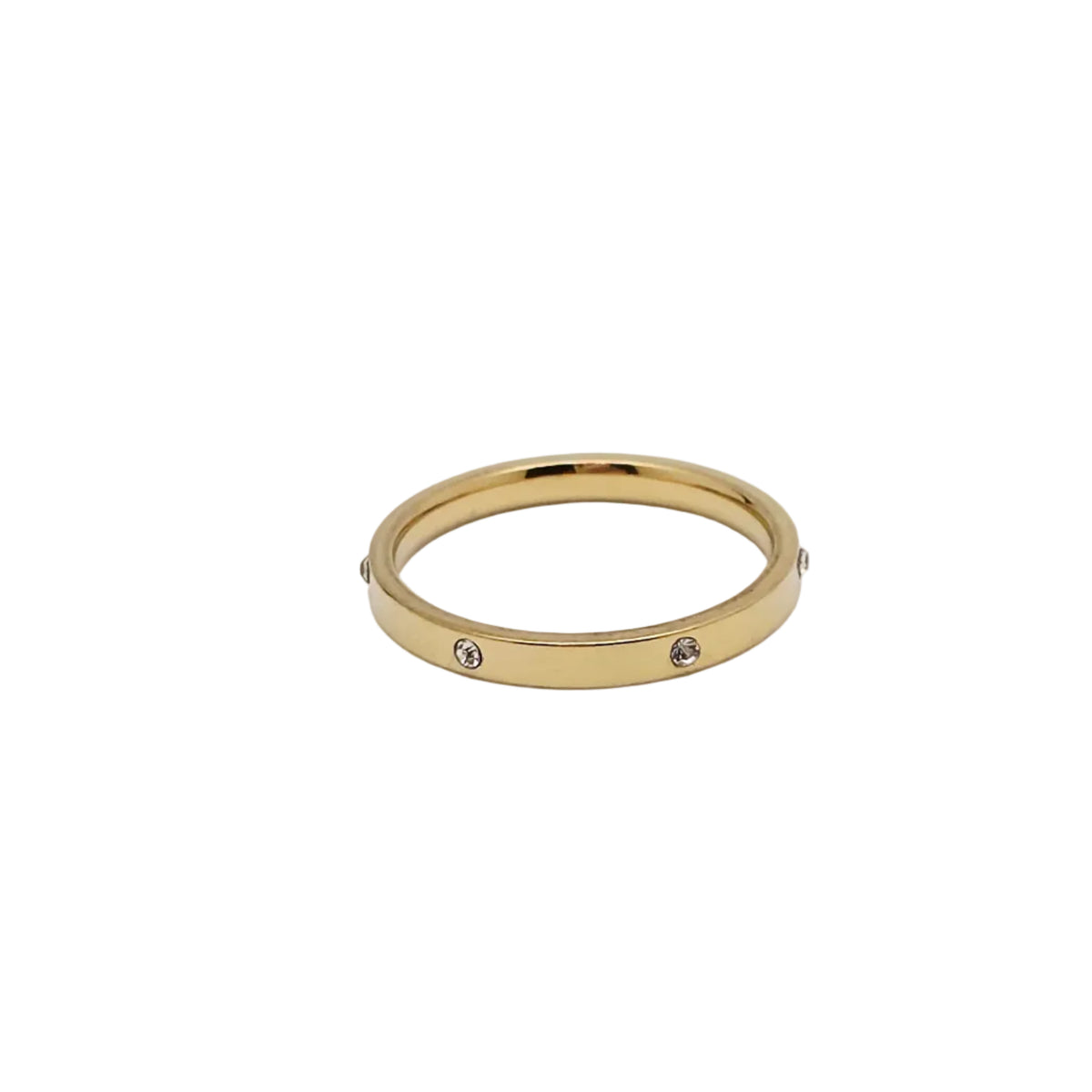dainty gold band diamond cz stacking ring