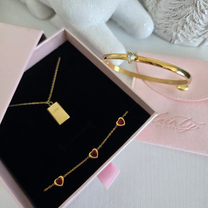 bar of gold love hearts bangle bracelet