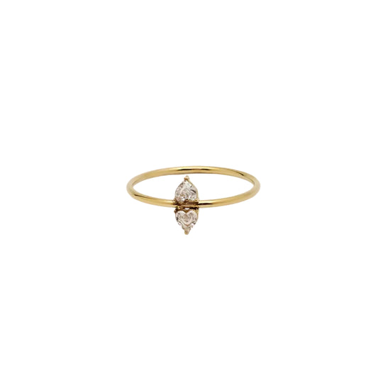 dainty gold heart cz ring stackable