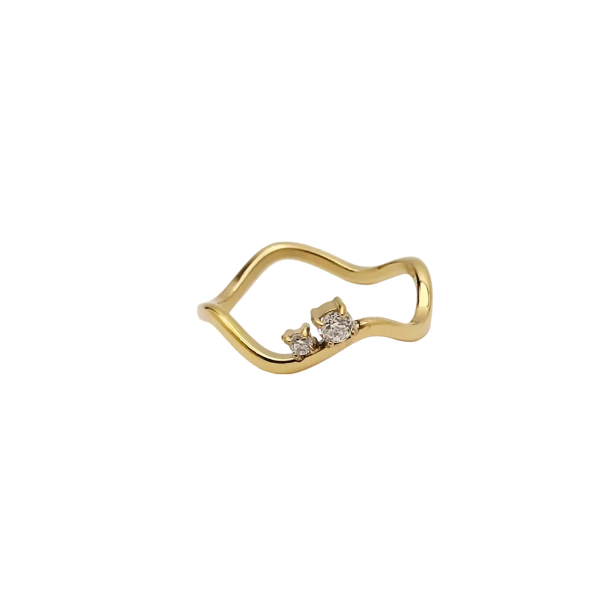 dainty wavy ring diamond cz waterproof stacking ring