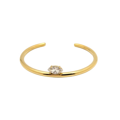 dainty gold waterproof bangle cuff marquise diamond