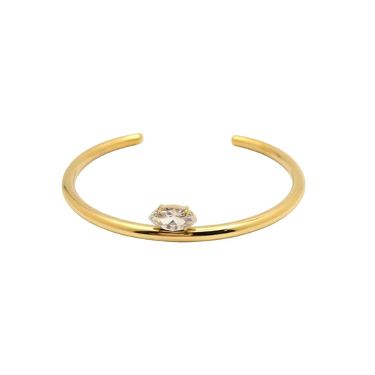 dainty gold waterproof bangle cuff marquise diamond