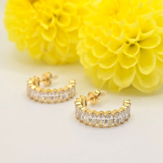 stunning marquise stone hoop earrings gold gift idea